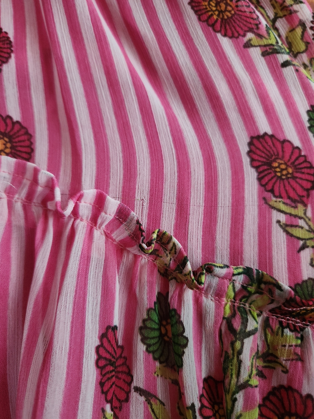 Free People Alejandra Hot Pink Combo Striped Floral High-Low Midi Dress - Picture 12 of 16